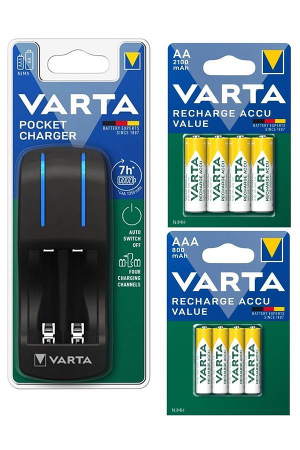 Varta 57642 Şarj Cihazı 4'Lü + 2100 Mah Aa Şarjlı Pil + 800 Mah Aaa Şarjlı Pil - Image 1