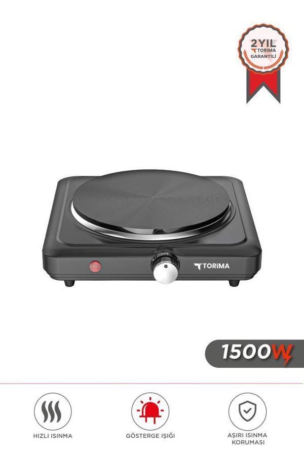 Torima TEH-01 Siyah Termostatlı Ayarlanabilir Tekli Elektrikli Ocak - Image 1