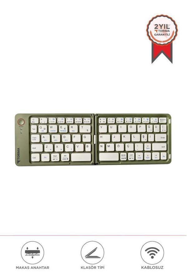 Torima TK-08 Yeşil Kablosuz Katlanabilir Şarjlı Taşınabilir Mini Bluetooth Klavye - Image 1