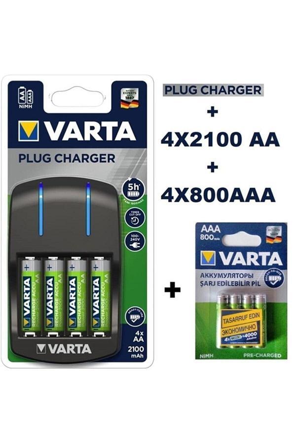 Varta Plug Charger Şarj Cihazı+4X2100 Aa Şarjlı Kalem Pil+4X800Aaa Şarjlı Ince Pil - Image 1