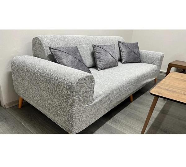 Altın Kelebek Jakarlı Streç Kaplama Maxi Takım Koltuk Örtüsü (3+3+1+1)-Krem - Image 1