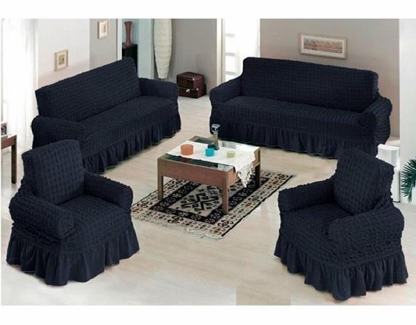 Altın Kelebek Bürümcük Koltuk Örtüsü Maxi Takım (3+3+1+1)-Siyah - Image 1