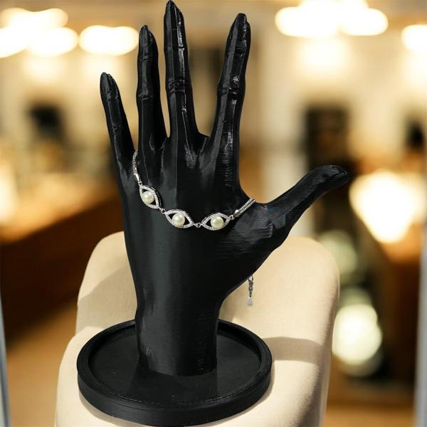 925 Ayar Gümüş İnci Zirkon Taş Detaylı Kadın Bileklik - Image 1