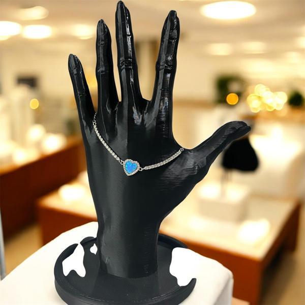 925 Ayar Gümüş Turkuaz Kalp Zirkon Taşlı Bileklik - Image 1