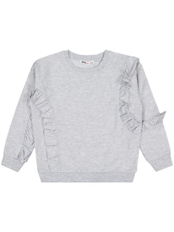 Civil Girls Fırfırlı 6-9 Yaş Sweatshirt - Gri 6-7 Yaş - Image 1