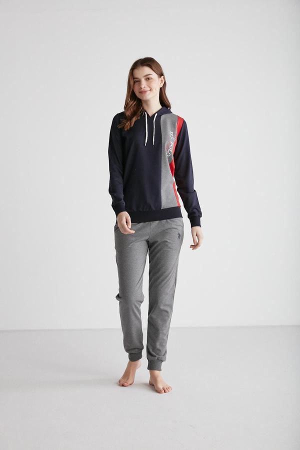 U.S Polo Assn. 16940 Kadın Kapşonlu Pijama Takımı - Image 1