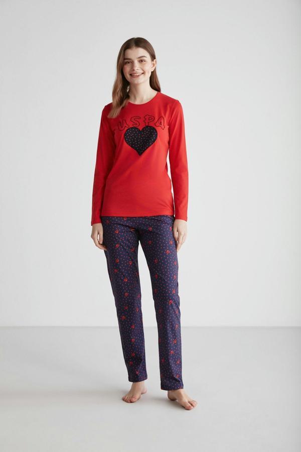U.S. Polo Assn. 16967 Kadın Yuvarlak Yaka Pijama Takımı - Image 1