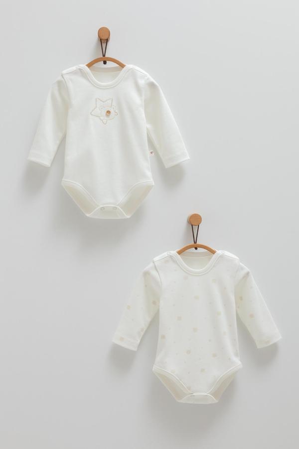 CUTE BEAR ÇITÇITLI İKİLİ BODY - CARAMELL  - BE1462 - Ekru - 0 - 1 Ay0 - 1 Ay - BE1462-Ek-0 - 1 Ay0 - 1 Ay Ekru - Image 1