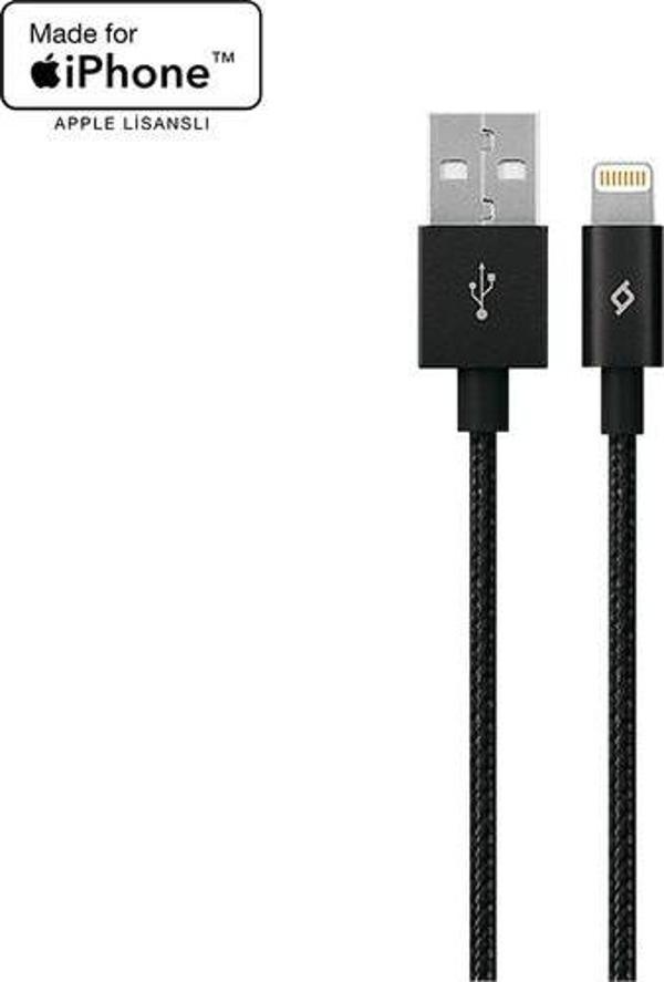 Sesatech Apple Uyumlu Ttec AlumiCable MFI Lightning Şarj Kablosu Siyah - Image 1