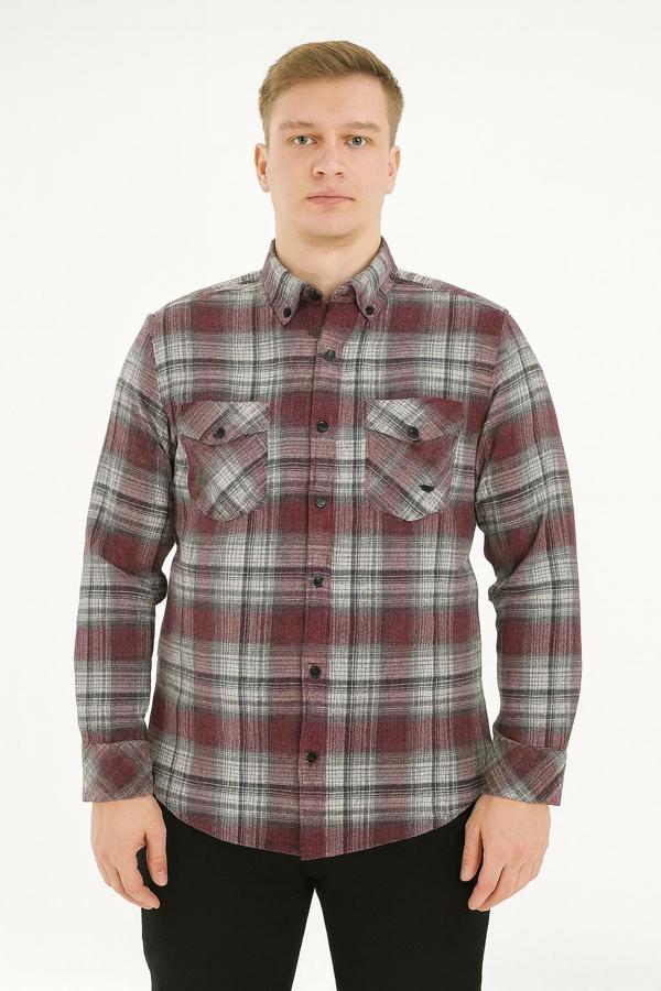 Kaşmir Büyük Beden Klasik Çift Cepli Erkek Gömlek - 7394 - Image 1