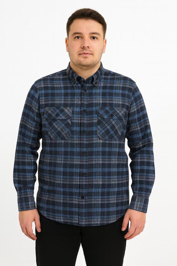 Kaşmir Büyük Beden Klasik Çift Cepli Erkek Gömlek - 7394 - Image 1