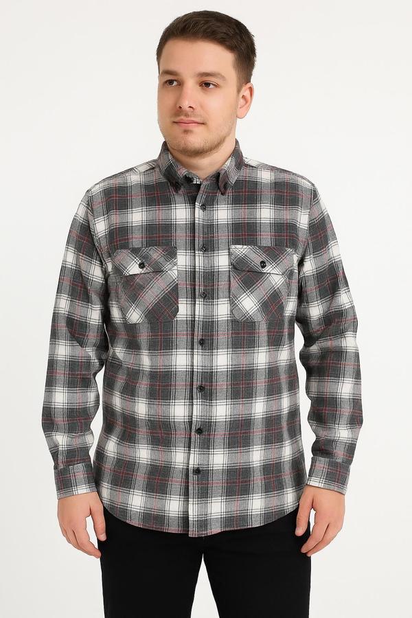 Kaşmir Büyük Beden Klasik Çift Cepli Erkek Gömlek - 7394 - Image 1