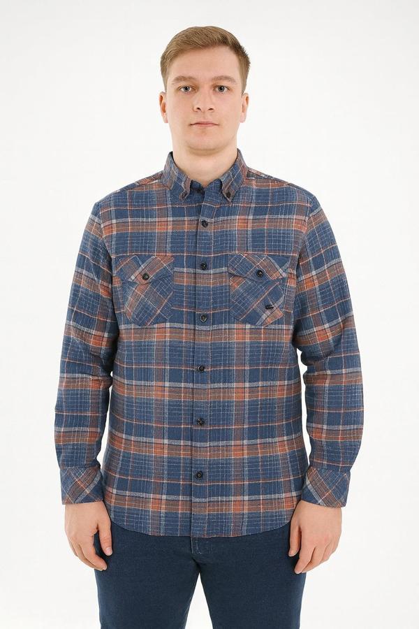 Kaşmir Büyük Beden Klasik Çift Cepli Erkek Gömlek - 7394 - Image 1