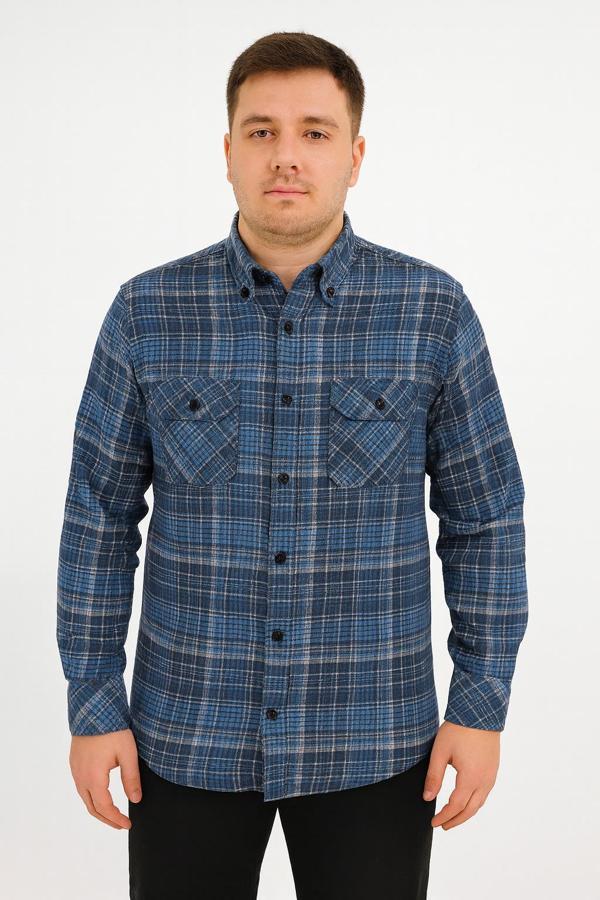 Kaşmir Büyük Beden Klasik Çift Cepli Erkek Gömlek - 7395 - Image 1