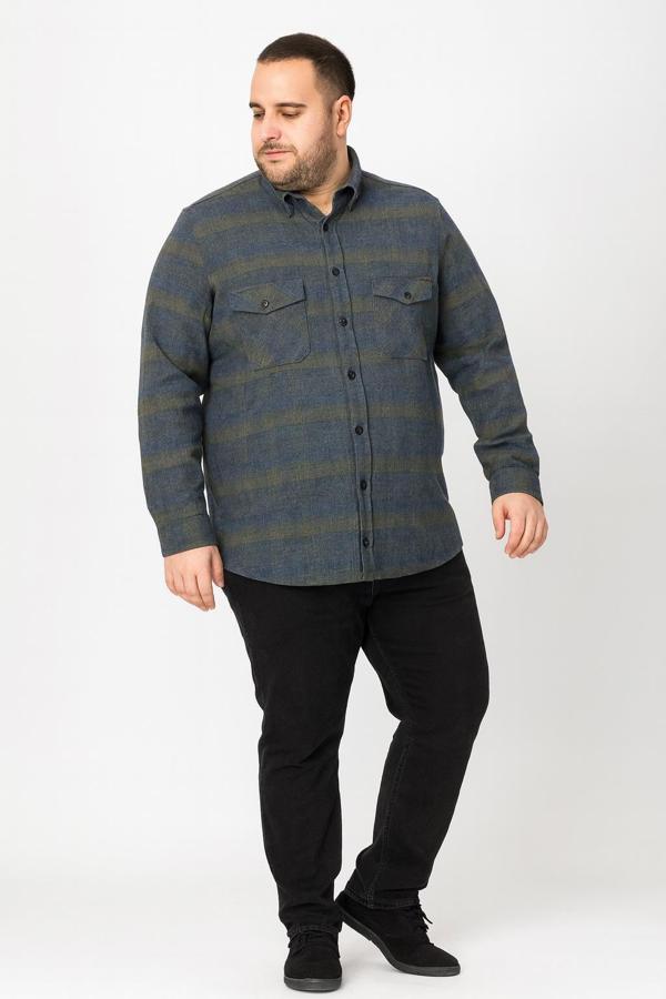 Kaşmir Büyük Beden Klasik Çift Cepli Erkek Gömlek - 7395 - Image 1