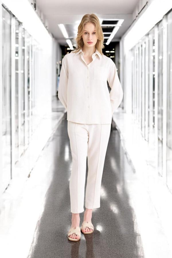 Yazlık Rahat Kadın Keten Takım - Image 1