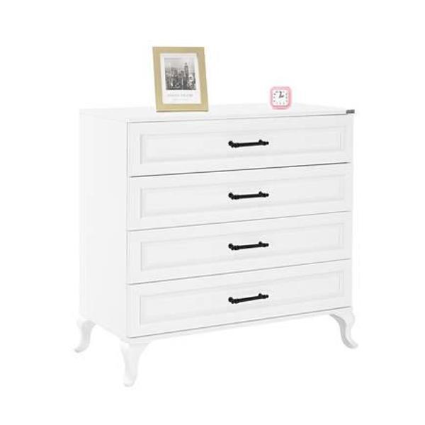 Country 4 Çekmeceli Şifonyer - Mat Lake Beyaz 90x89x45 cm (GxYxD) - Image 1