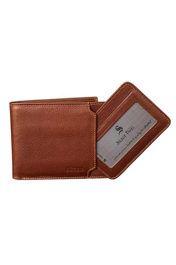 Taba Hakiki Deri Çıkarılabilir Kartlıklı Yatay Klasik Erkek Cüzdan - 3003-Taba - Image 1