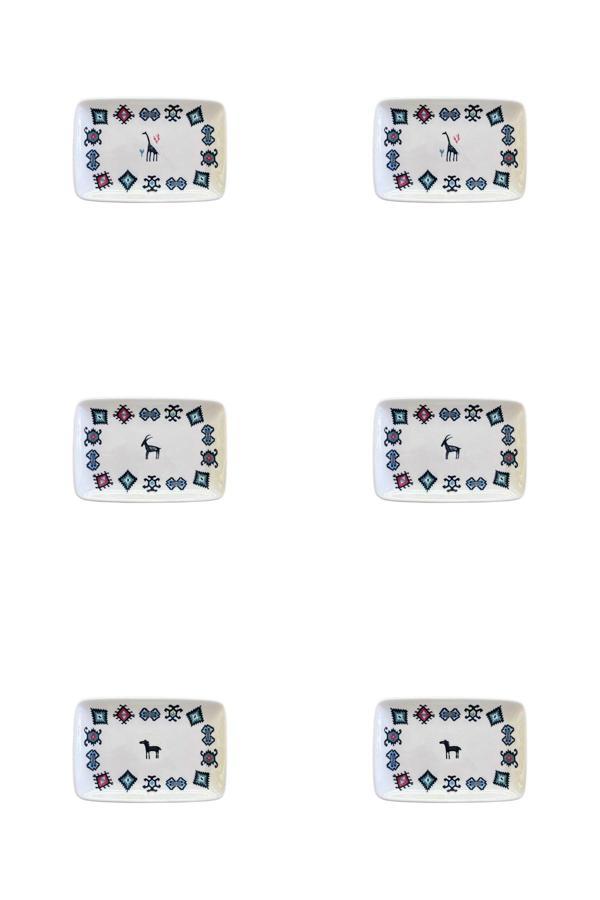 Porser Porselen Hitit Dikdörtgen Kayık Tabak Takımı 21x13cm 6 Parça PAZ6DKYPRS1226 - Image 1