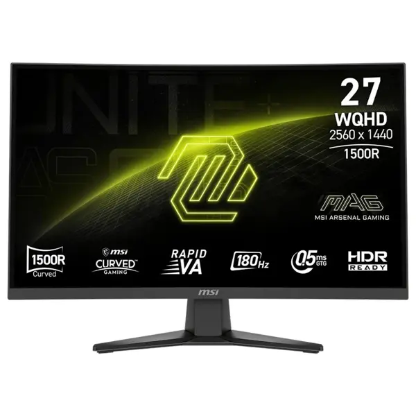 MSI MAG 275CQF E18 27 2560x1440 WQHD 180Hz 0.5ms HDMI DP FreeSync Curve 1500R Gaming Monitör - Image 1