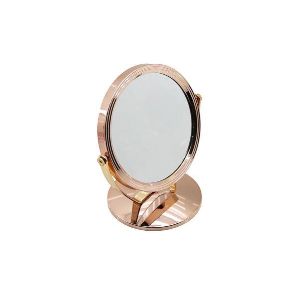 Yuvarlak 7 İnç= Çap:17.5cm Makyaj Aynası Çift Taraflı Bronz - Gümüş Pls.çerçeve Sabit Ayak - Image 1