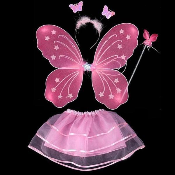 Toz Pembe Kelebek Kostümü - Toz Pembe Kelebek Kostüm Aksesuar Seti 4 Parça - Image 1