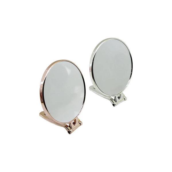 Yuvarlak   6 İnç= Çap:15cm  Makyaj Aynası  Çift Taraflı   Bronz - Gümüş Pls.çerçeve   Katlanır Ayakl - Image 1