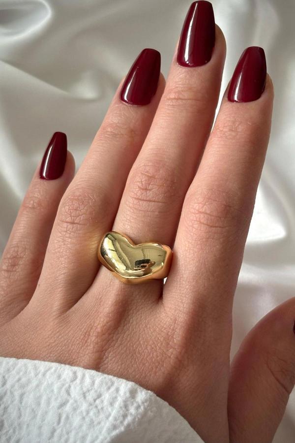 Özel Seri İthal Cilalı Kalp Model Bombe Tasarım Ayarlanabilir Kadın Yüzük - Image 1