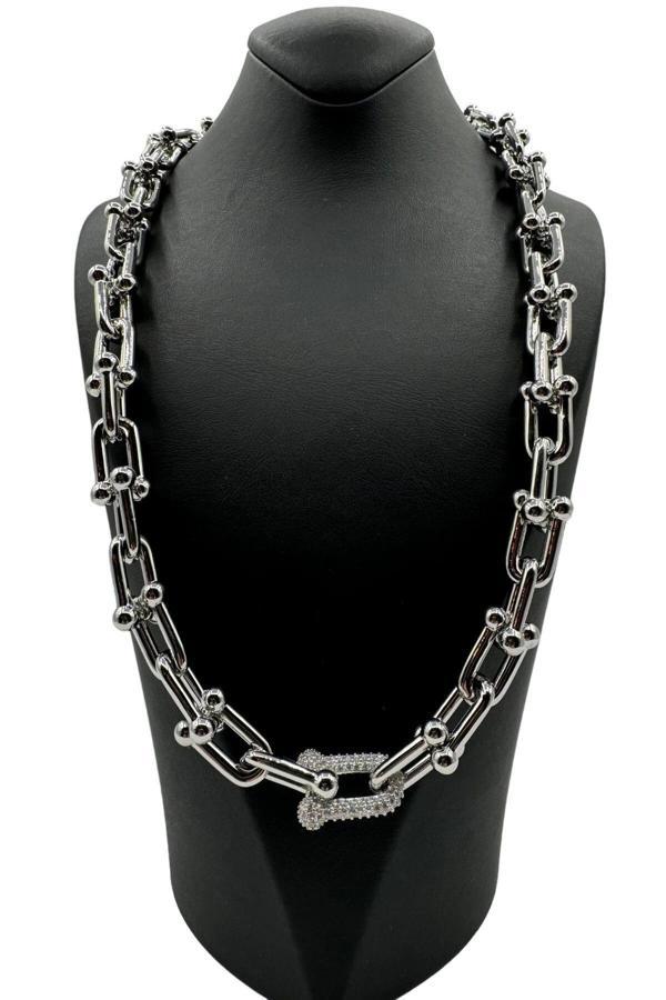 Yeni Sezon Vip Ithal Seri Ünlü Model Zirkon Taş Detaylı 48 Cm Şık Kadın Tiff Model Tasarım Kolye - Image 1