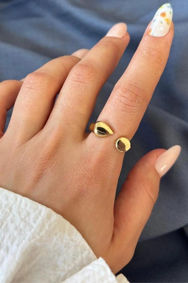 Yeni Sezon Luna Droop Tasarım Ayarlanabilir Kadın Yüzük - Image 1