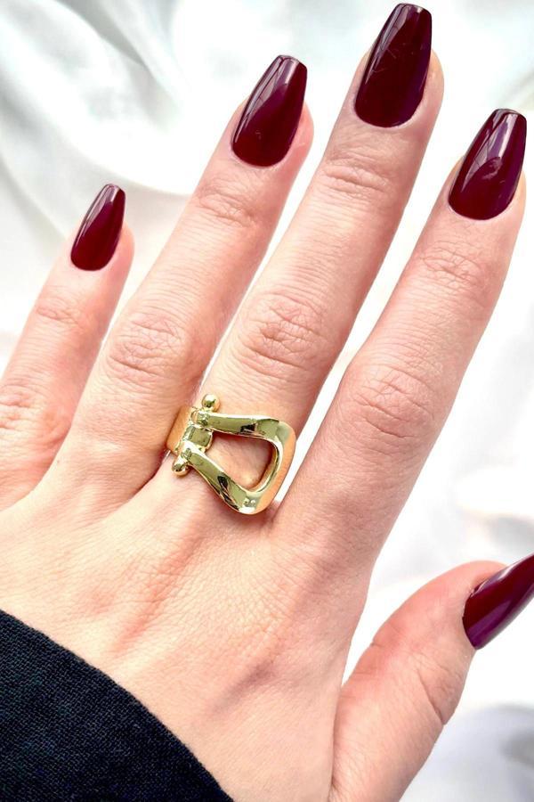 Premium Seri Belt Tasarım Cilalı Ayarlanabilir Kadın Yüzük - Image 1