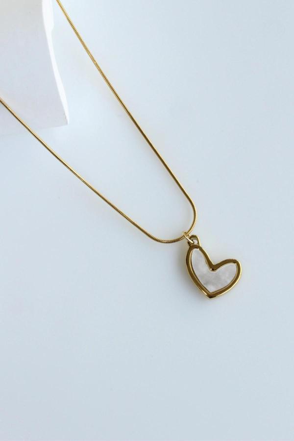 Premium Seri Plaka Model Asimetrik Kalp 316 L Paslanmaz Kararmaz Kadın Çelik Kolye - Image 1