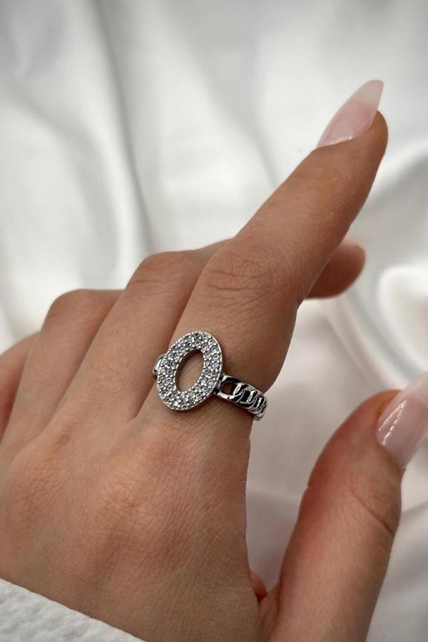 Yeni Sezon Elips Tasarım Full Zirkon Taşlı Kolları Zincir Model Ayarlanabilir Kadın Yüzük - Image 1