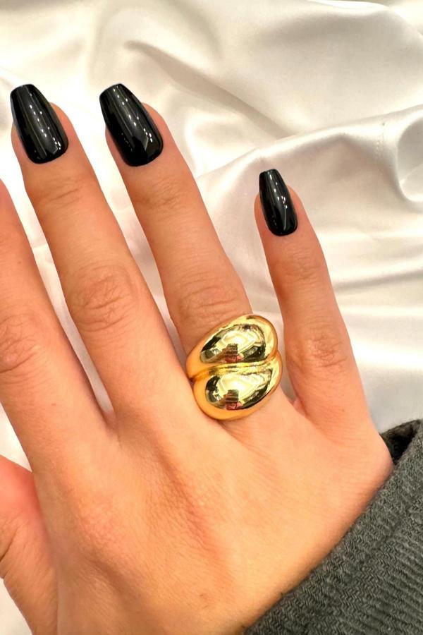 Özel Seri İthal Cilalı İkili Kalın Damla Sarmal Model Bombe Tasarım Ayarlanabilir Kadın Yüzük - Image 1