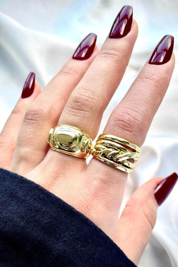 Premium Seri Braids Tasarım Cilalı Ayarlanabilir Kadın Yüzük - Image 1