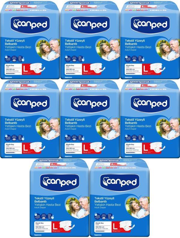 Canped Hasta Bezi Yetişkin Bel Bantlı Tekstil Yüzey L - Büyük - Large 112 Adet (8PK*14) - Image 1