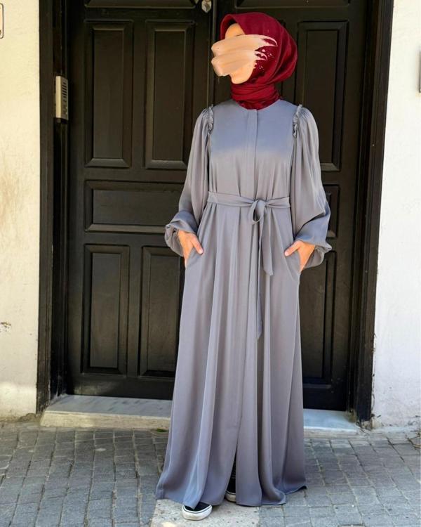 Dubai İpeği Tesettür Ferace - Image 1