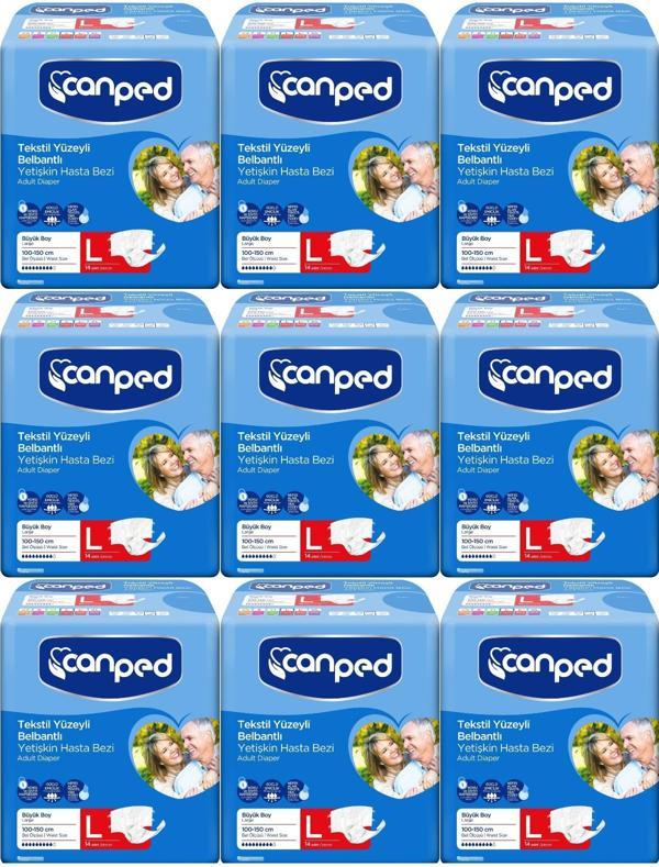 Canped Hasta Bezi Yetişkin Bel Bantlı Tekstil Yüzey L - Büyük - Large 126 Adet (9PK*14) - Image 1