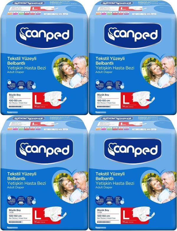Canped Hasta Bezi Yetişkin Bel Bantlı Tekstil Yüzey L - Büyük - Large 56 Adet (4PK*14) - Image 1