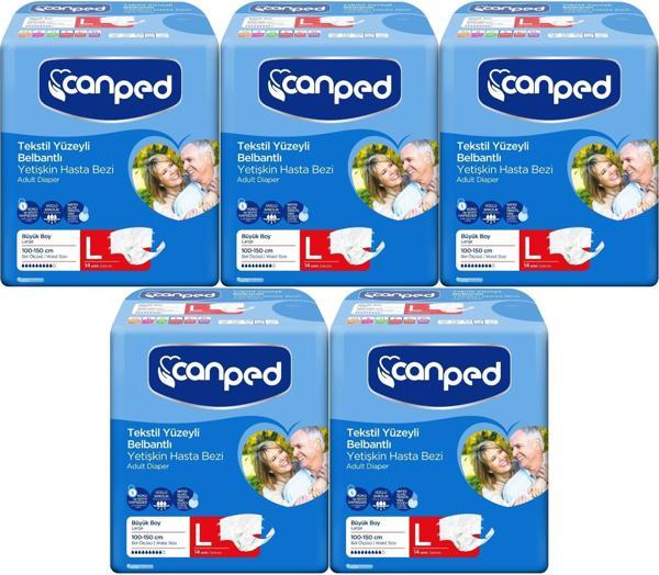Canped Hasta Bezi Yetişkin Bel Bantlı Tekstil Yüzey L - Büyük - Large 70 Adet (5PK*14) - Image 1