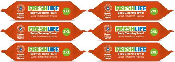 Freshlife Hasta Vücut Temizleme Islak Mendil Havlu 50 Yaprak XL (6 Lı Set) - Image 1