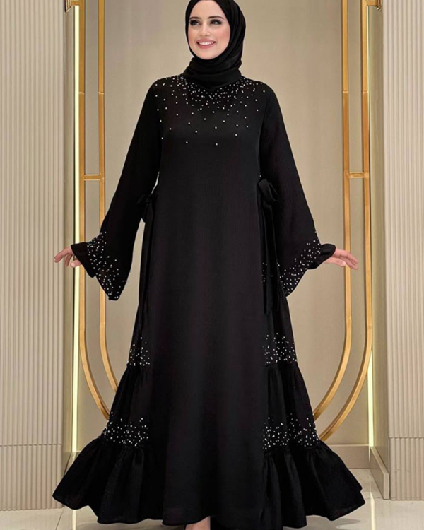 Taş İşleme Detaylı Sparklin Kumaş Abiye Elbise - Image 1