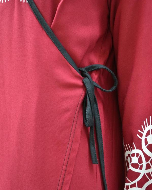 Halkalı Desenli Kruvaze Namaz Elbisesi –  %100 Viskon, Yandan Bağlamalı, 36-46 Beden - Image 1