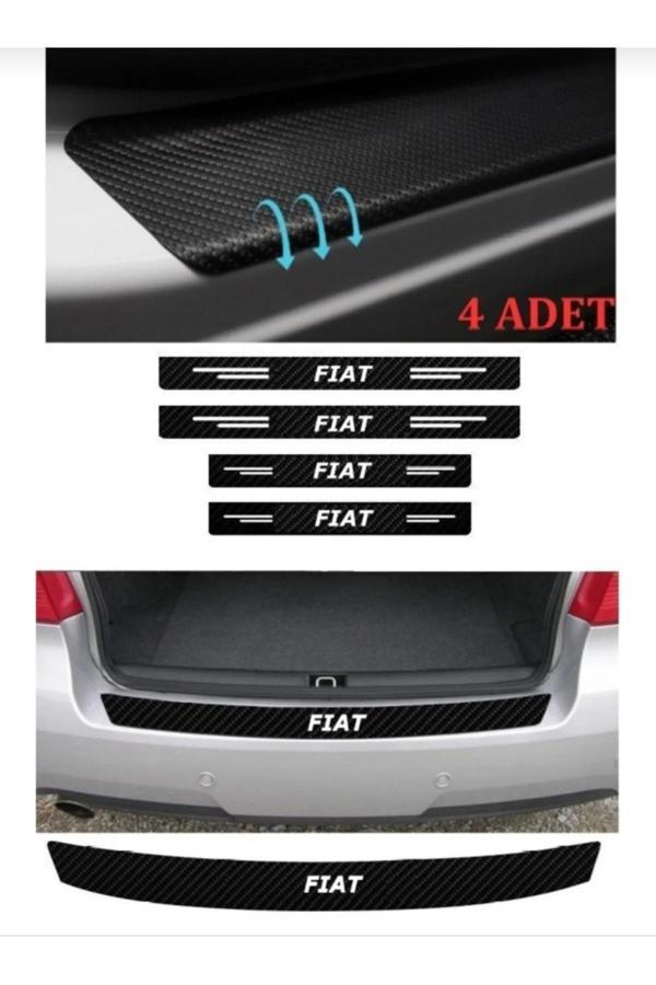 Kıvırcık Yoga Fiat İçin Uyumlu Aksesuar Oto Kapı Eşiği Sticker Karbon 4 Adet - Image 1