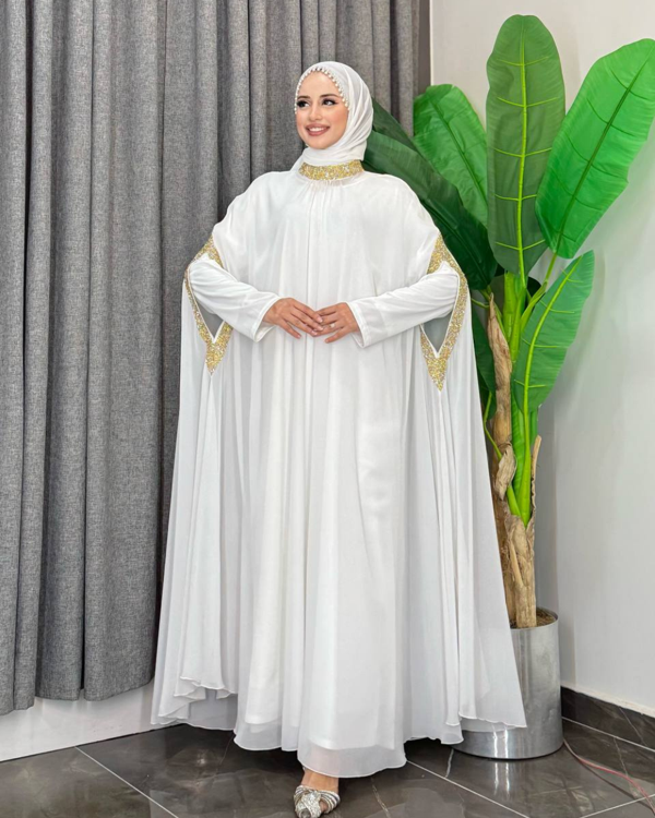 Taş İşleme Detaylı Pelerinli Elbise Takımı 2 Parça - Image 1