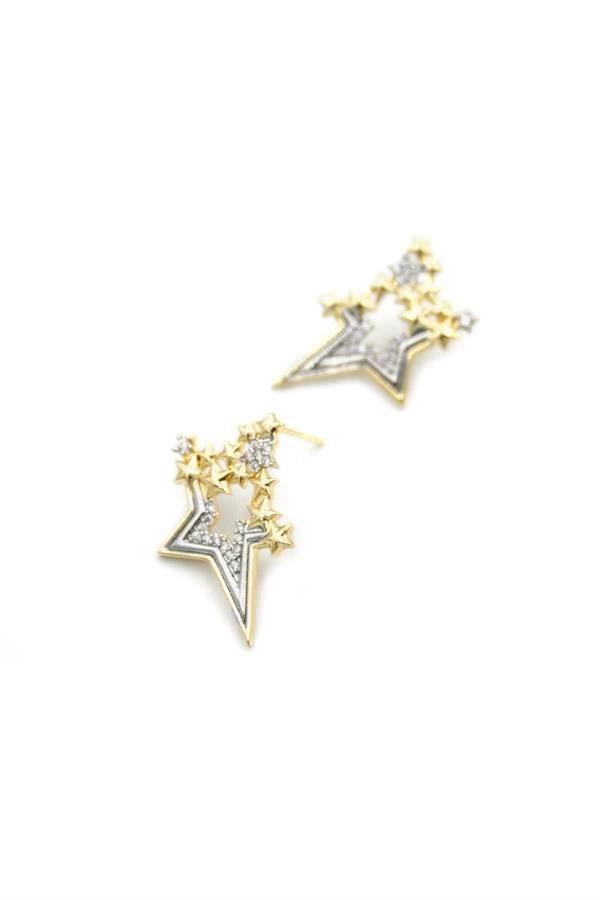 Taşlı Yıldız Küpe - Altın - Image 1
