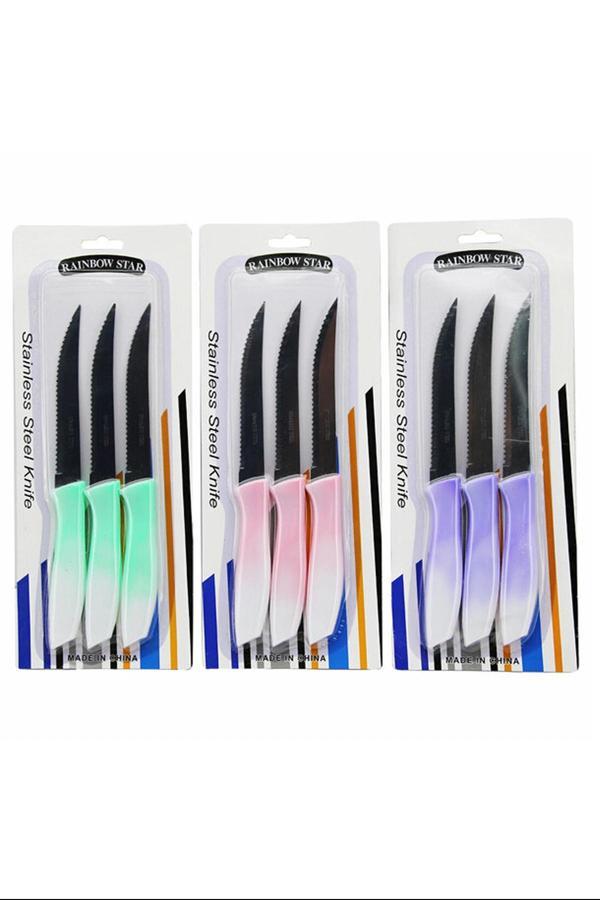 3'lü Tırtıklı Meyve Bıçağı 1 Adet Royaleks-CLKN-1869 - Image 1