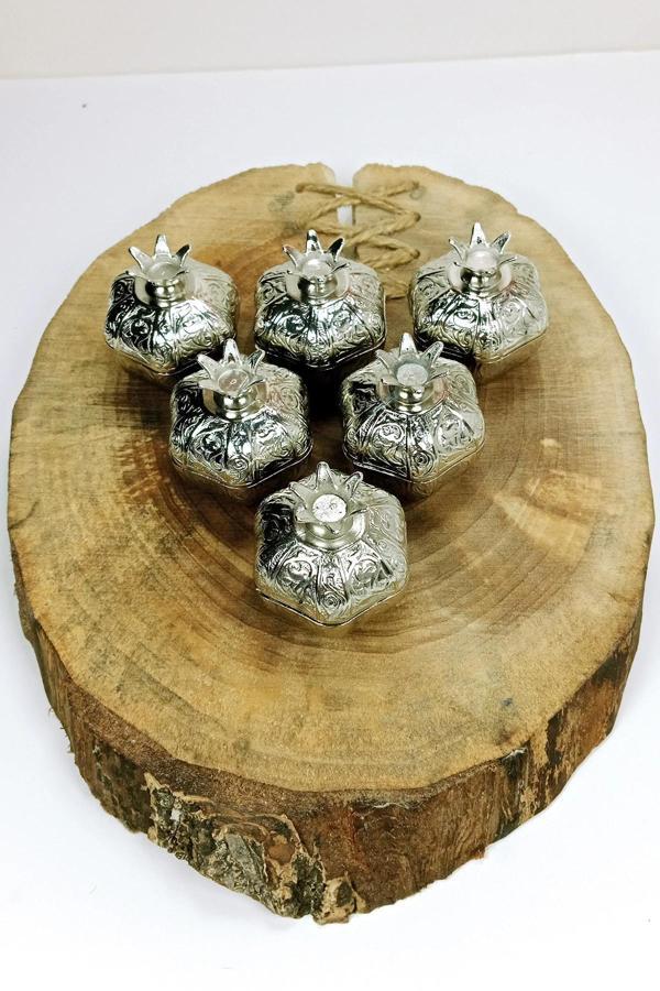 6 Lı Mini Eskitme Osmanlı Temalı Açık Renk Nar Lokumluk Sunum - Image 1