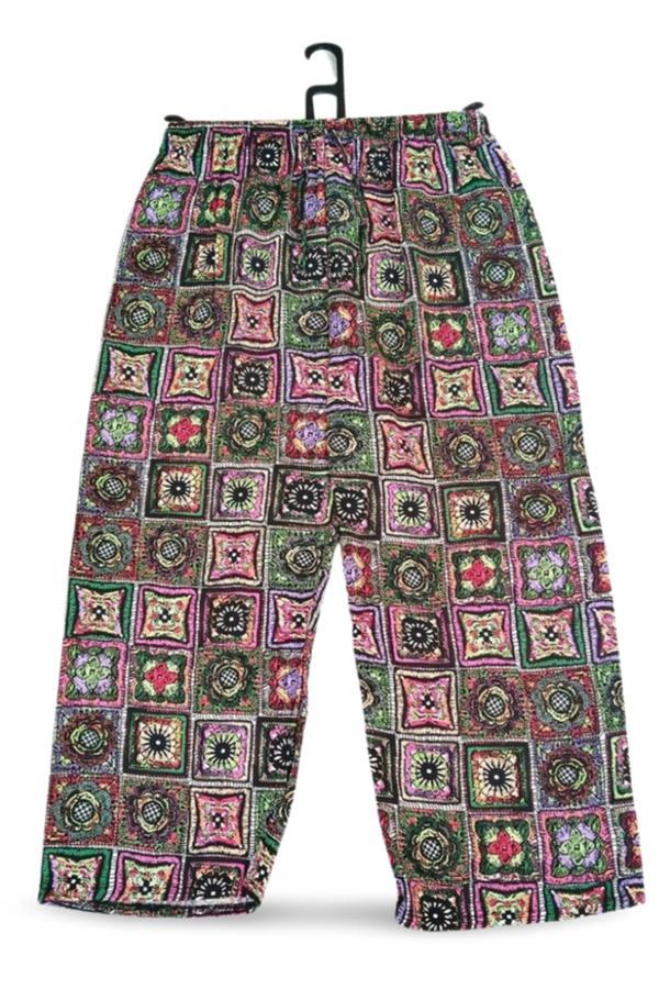 İthal Viskon Geniş Paça Şık Etnik Otantik Desenli Pantolon - Royaleks - Desen1 - Image 1