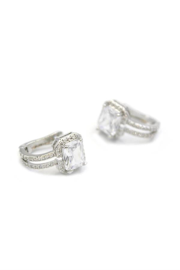 Taşlı Küpe - Beyaz - Image 1